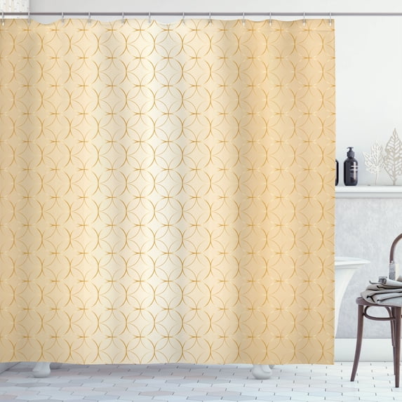 Ambesonne Beige Shower Curtain, Geometric Gold Patterns, 69"Wx75"L, Pale Peach Brown