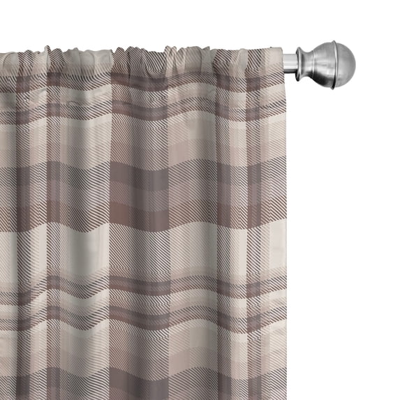 Ambesonne Beige Tan Curtains, Retro Stripes Scottish, Pair of 28"x95", Pale Redwood and Champagne