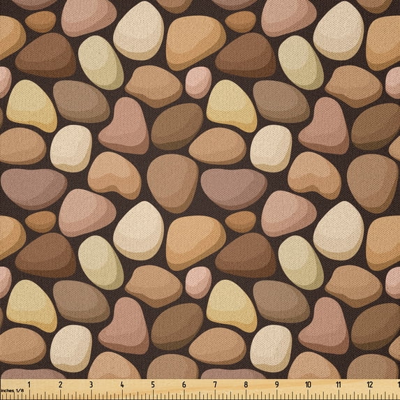Ambesonne Beige Tan Fabric by the Yard Microfiber, Little Pebbles Natural, 10 Yards, Caramel Pale Rust