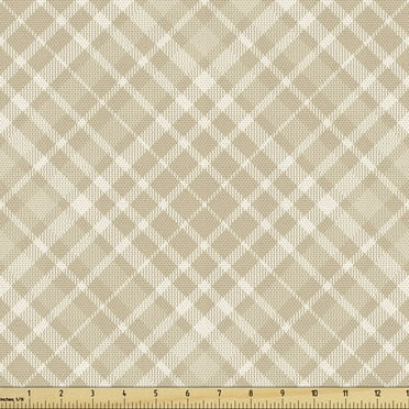 Ambesonne Beige Tan Fabric by the Yard Upholstery, British Retro Rustic Art, 3 Yards, Pale Mustard Ecru