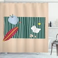 thumbnail image 1 of Ambesonne Beige Tan Shower Curtain, Chilling on the Beach, 69"Wx84"L, Pale Salmon Forest Green, 1 of 1