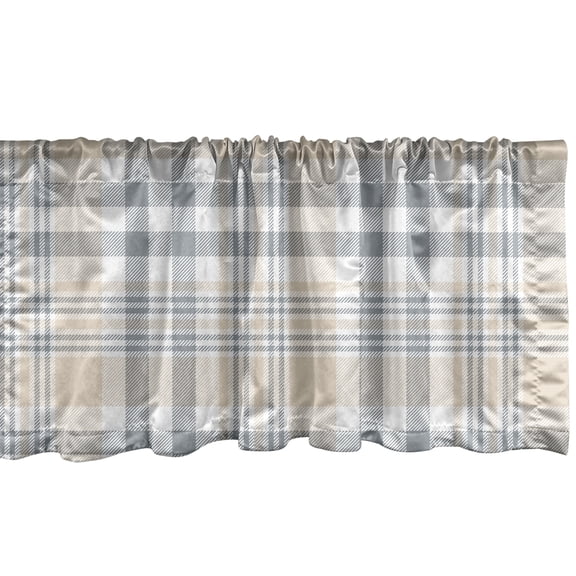 Ambesonne Beige Tan Valance Pack of 2, Neutral Colored Retro, 42"X18", Pale Mustard Blue Grey