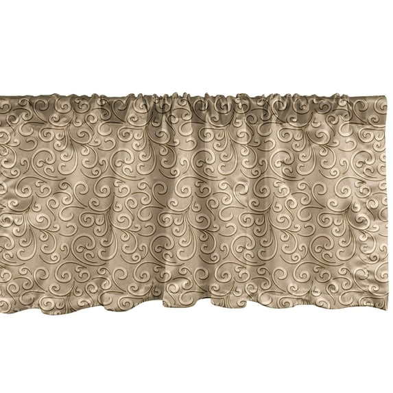 Ambesonne Beige Window Valance, Damask Floral Victorian, 54" X 18", Beige