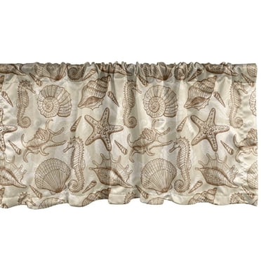Ambesonne Beige Window Valance, Exotic Marine Animals, 54" X 18", Beige