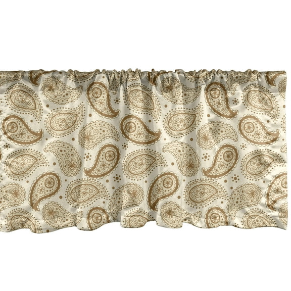 Ambesonne Beige Window Valance, Paisley Oriental Boho Leaves, 42" x 12", Cream