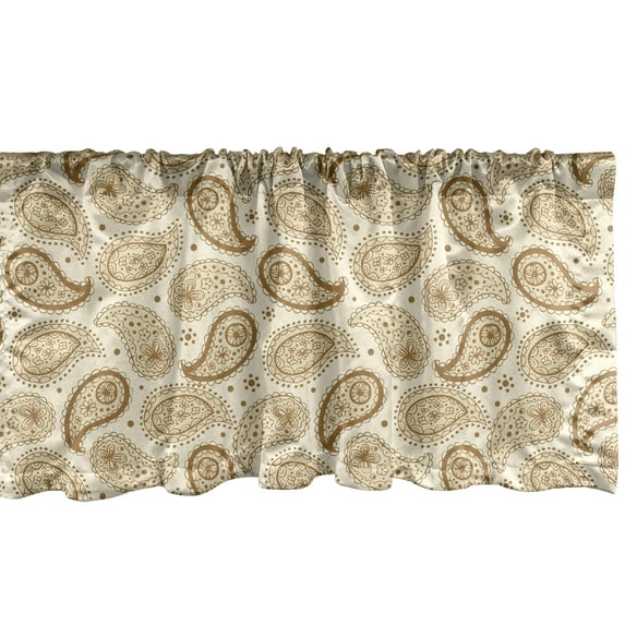 Ambesonne Beige Window Valance, Paisley Oriental Boho Leaves, 42" x 18", Cream
