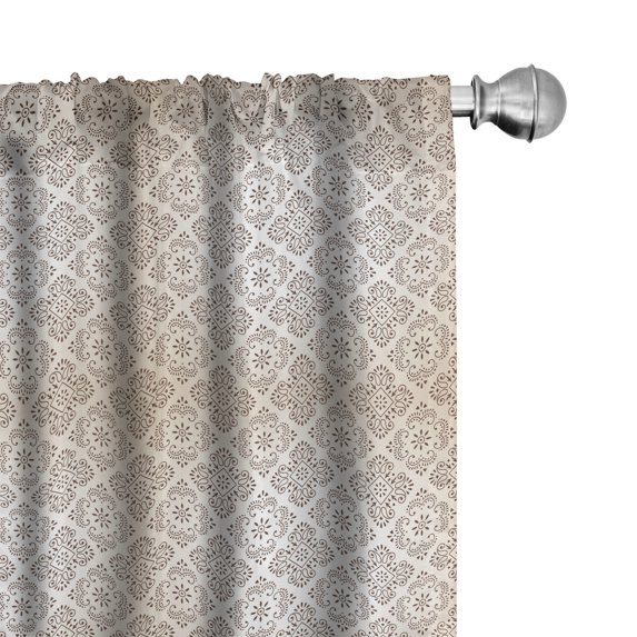 Ambesonne Beige and Brown Window Curtains, Rococo and Scroll, Each 28" W x 95" L, Beige and Brown