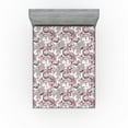 thumbnail image 1 of Ambesonne Berry Pattern Fitted Sheet, Modern Leafy Pattern, California King, Taupe Grey Hot Pink Ivory, 1 of 5