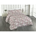 thumbnail image 1 of Ambesonne Berry Pattern Quilted Bedspread Set 3 Pcs, Modern Leafy Pattern, King, Taupe Grey Hot Pink Ivory, 1 of 4