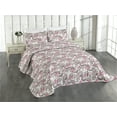 thumbnail image 1 of Ambesonne Berry Pattern Quilted Coverlet 3 Pcs, Modern Leafy Pattern, King Size, Taupe Grey Hot Pink Ivory, 1 of 4