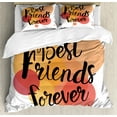thumbnail image 1 of Ambesonne Best Friend Duvet Cover Sets, Forever Together Love, 2-Queen, White Dark Peach Coral, 1 of 7