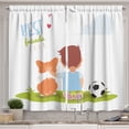thumbnail image 1 of Ambesonne Best Friend Kitchen Curtains, Boy Hugging Dog, 55"x45", Apple Green and Multicolor, 1 of 3