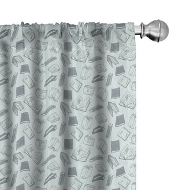 Ambesonne Bibliophile 4-Panel Curtains, Multitude Books Sketch, 56"x63", Pale Blue Purpleblue