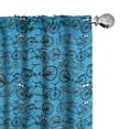 thumbnail image 1 of Ambesonne Bicycle 4-Panel Curtains, Antique Cartoon Bikes, 56"x84", Blue Black and White, 1 of 4