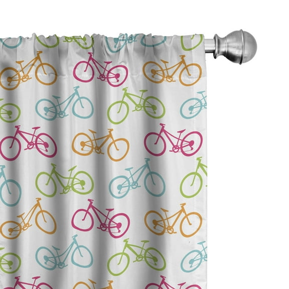 Ambesonne Bicycle Curtains, Different Colored Bikes, Pair of 28"x63", Multicolor