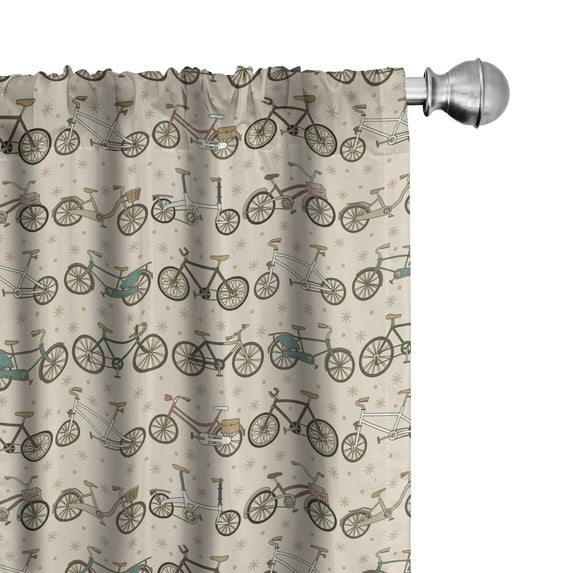 Ambesonne Bicycle Curtains, Retro Fun Ride Pattern, Pair of 28"x95", Multicolor