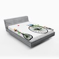thumbnail image 1 of Ambesonne Bicycle Fitted Sheet, Flying Birds Flowers, Queen Size, Multicolor, 1 of 2