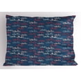 thumbnail image 1 of Ambesonne Bicycle Pillow Sham, Bike Sketches on Blue, 26" X 20", Multicolor, 1 of 2