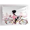 thumbnail image 1 of Ambesonne Bicycle Pillow Sham, Girl Flower Butterflies, 36" X 20", Multicolor, 1 of 2