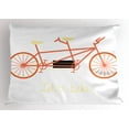 thumbnail image 1 of Ambesonne Bicycle Pillow Sham, Lets Bike Retro Vehicle, 26" X 20", Pale Yellow Black, 1 of 2