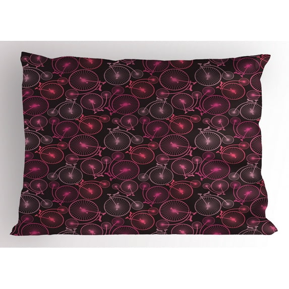 Ambesonne Bicycle Pillow Sham, Vintage Bikes in Pink, 36" X 20", Multicolor
