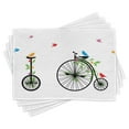thumbnail image 1 of Ambesonne Bicycle Place Mats Set of 4, Flying Birds Flowers, Standard Size, Multicolor, 1 of 6