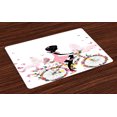 thumbnail image 1 of Ambesonne Bicycle Place Mats Set of 4, Girl Flower Butterflies, Standard Size, Multicolor, 1 of 4