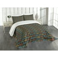 thumbnail image 1 of Ambesonne Bicycle Quilted Bedspread Set 3 Pcs, Colorful Bike Pattern Print, Queen Size, Vermilion Dimgray Mustard, 1 of 5