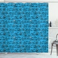 thumbnail image 1 of Ambesonne Bicycle Shower Curtain, Antique Cartoon Bikes, 69"Wx84"L, Blue Black and White, 1 of 3