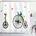thumbnail image 1 of Ambesonne Bicycle Shower Curtain, Flying Birds Flowers, 69"Wx70"L, Multicolor, 1 of 5