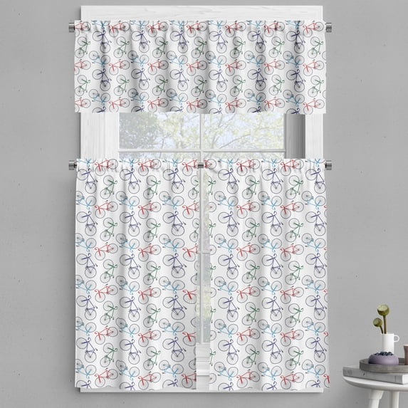Ambesonne Bicycle Valance & Curtain, Abstract Plain Design, 55"x45", Multicolor