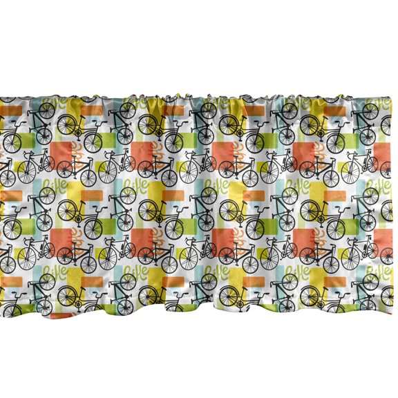Ambesonne Bicycle Window Valance, Geometric and Colorful, 54" X 12", Multicolor