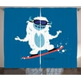 thumbnail image 1 of Ambesonne Bigfoot Curtains 2 Panel Set, Yeti Snowboard Winter, 108" x 63", Multicolor, 1 of 3