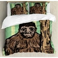 thumbnail image 1 of Ambesonne Bigfoot Duvet Cover Set, Mysterious Yeti Sketch, Queen, Multicolor, 1 of 3