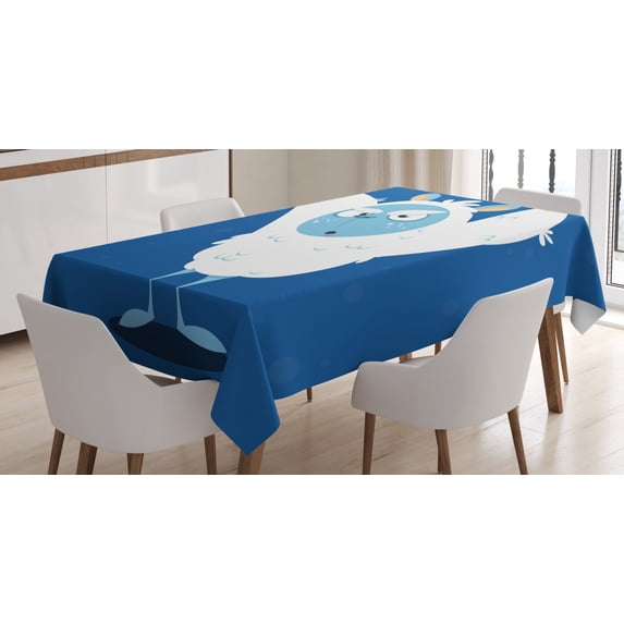 Ambesonne Bigfoot Tablecloth Rectangular Table Cover, Wild Scary Yeti Costume, 52"x70", Multicolor