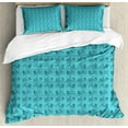 thumbnail image 1 of Ambesonne Bike Duvet Cover Sets, Vintage Outline Bicycle Spots, 2-Queen, Aqua Pale Blue, 1 of 7
