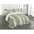 thumbnail image 1 of Ambesonne Birch Quilted Bedspread Set 3 Pcs, Trees Nature Boho Composition, King Size, Pale Yellow and Warm Taupe, 1 of 5