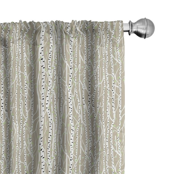 Ambesonne Birch Tree Curtains, Trunks Black Spots, Pair of 28"x63", Tan Pale Green Black