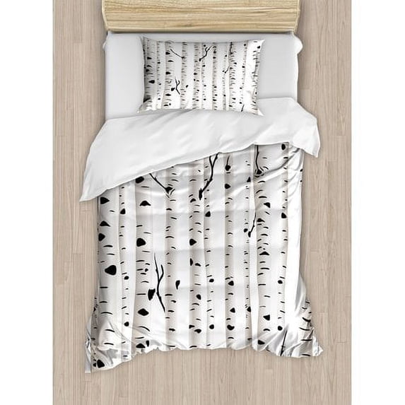 Ambesonne Birch Tree Duvet Cover Set