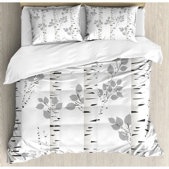 Ambesonne Birch Tree Duvet Cover Set