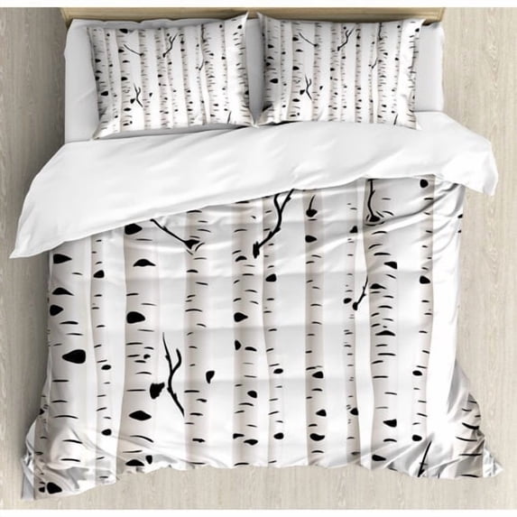 Ambesonne Birch Tree Duvet Cover Set
