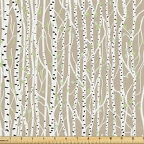 Ambesonne Birch Tree Fabric by the Yard Upholstery, Trunks Black Spots, 10 Yards, Tan Pale Green Black