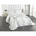 thumbnail image 1 of Ambesonne Birch Tree Quilted Bedspread Set 3 Pcs, Autumn Woods, Queen Size, Grey White, 1 of 5