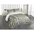 thumbnail image 1 of Ambesonne Birch Tree Quilted Bedspread Set 3 Pcs, Late Summer Foliage, Queen Size, Green Pale Grey Black, 1 of 3