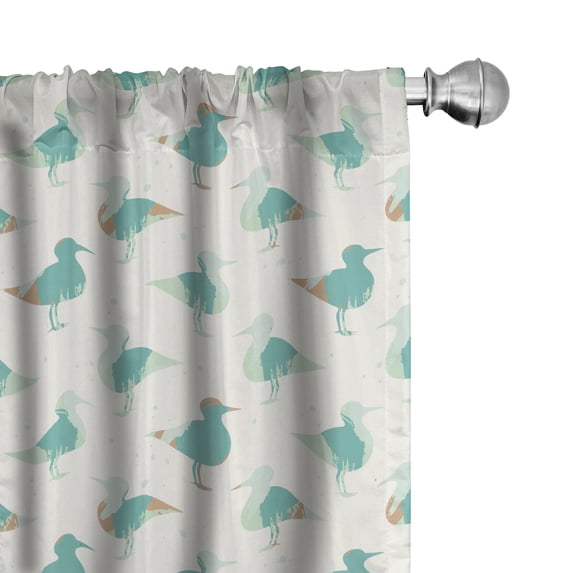 Ambesonne Bird 4-Panel Curtains, Abstract Silhouette Woodcock, 56"x84", Almond Pale Green