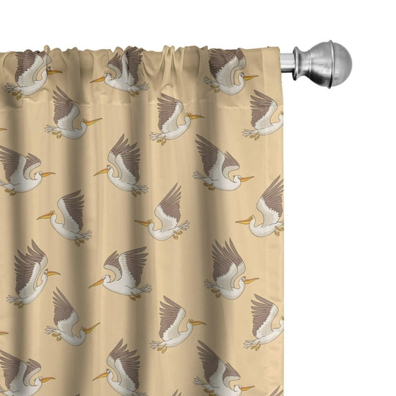 Ambesonne Bird Curtains, Funny Pelicans Illustration, Pair of 28"x84", Pale Peach Cocoa