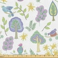 thumbnail image 1 of Ambesonne Bird Fabric by the Yard Upholstery, Flying Animals Leaves Flowers, 3 Yards, Seafoam and Pale Lavender, 1 of 1