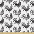 thumbnail image 1 of Ambesonne Bird Fabric by the Yard Upholstery, Russian Folk Squared Rooster, 5 Yards, Charcoal Grey and White, 1 of 5