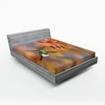 thumbnail image 1 of Ambesonne Bird Fitted Sheet, Racket Tail Lily Nectar, Queen Size, Orange Green, 1 of 2