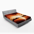 thumbnail image 1 of Ambesonne Bird Fitted Sheet, Sunset SeMountain Wings, Full Size, Brown Yellow, 1 of 2